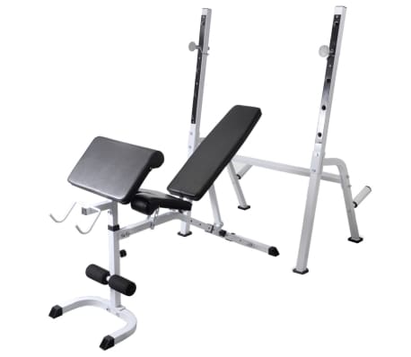 vidaXL jõusaalipink tõsteraskuse raami, kangide ja hantlitega 120 kg