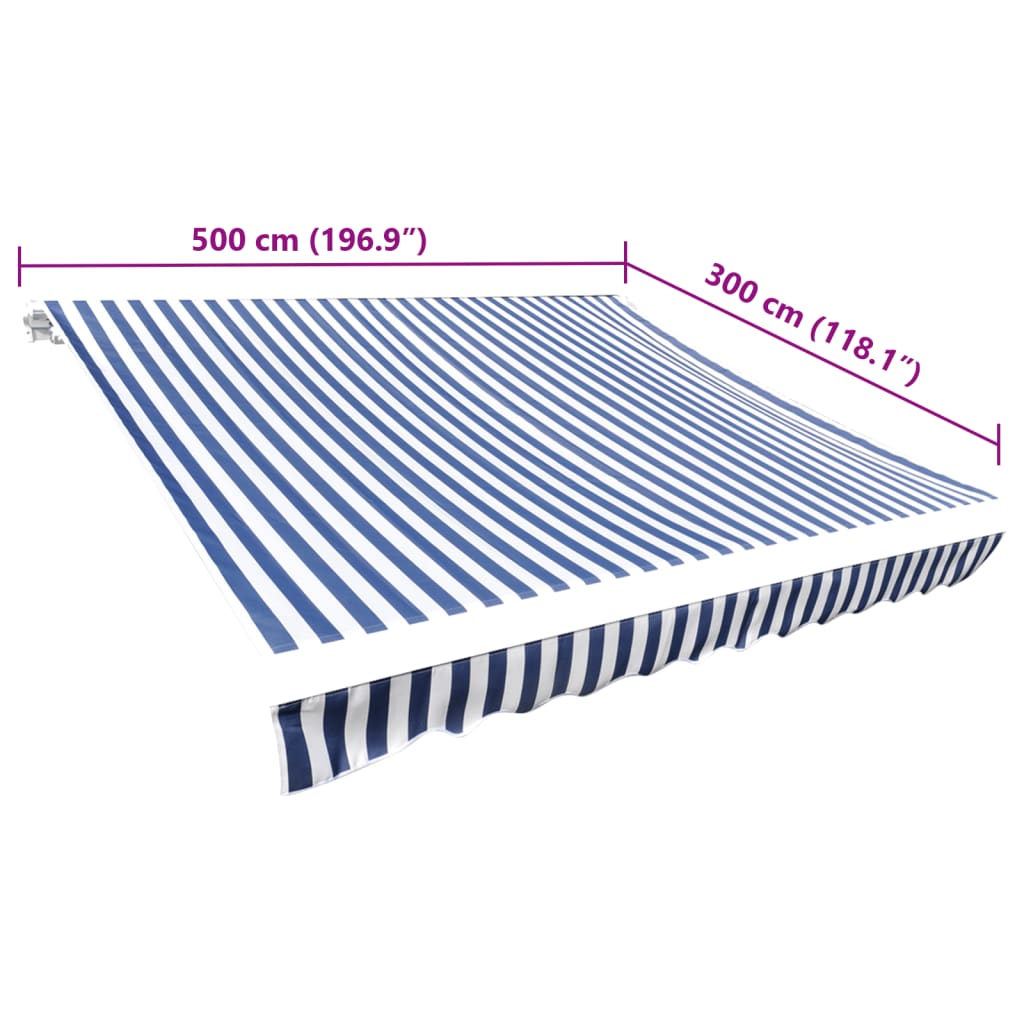 Kék-fehér vászon napellenző tető 500 x 300 cm 