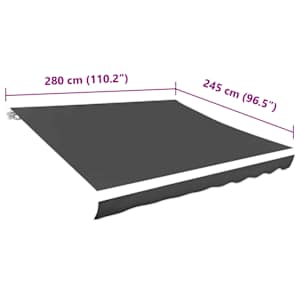 Náhradní plachta na markýzu šedá 3x2,5 m polyesterová - obrázek 5