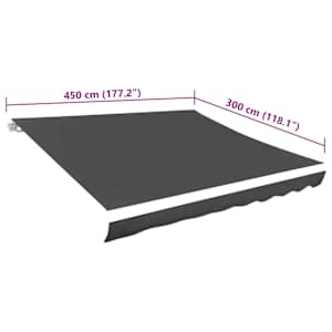 Náhradní plachta na markýzu šedá 4,5 x 3 m polyesterová - obrázek 5
