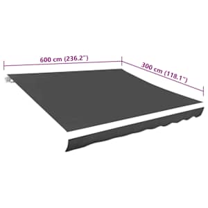 Náhradní plachta na markýzu šedá 6x3 m polyesterová - obrázek 5