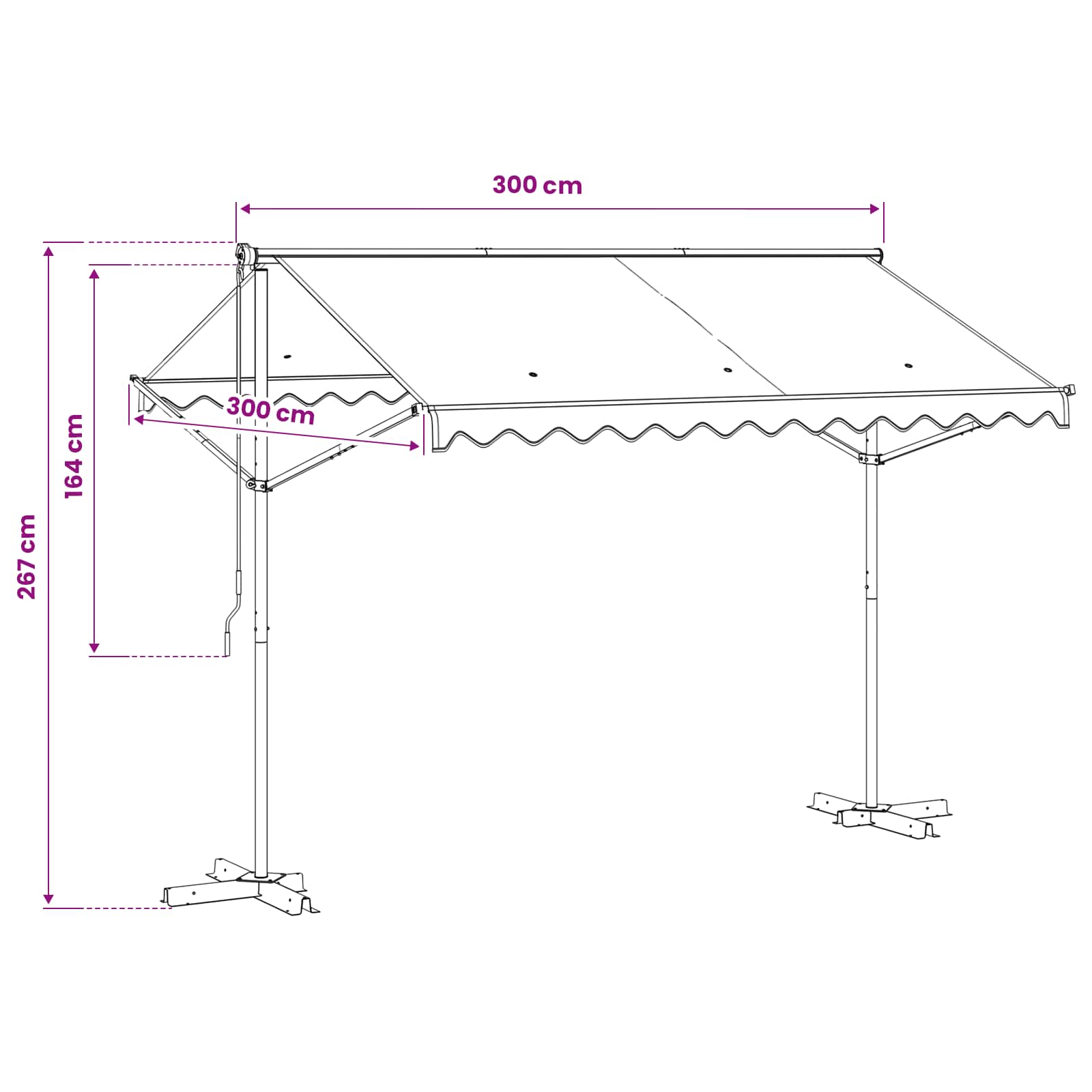 Free Standing Awning size guide