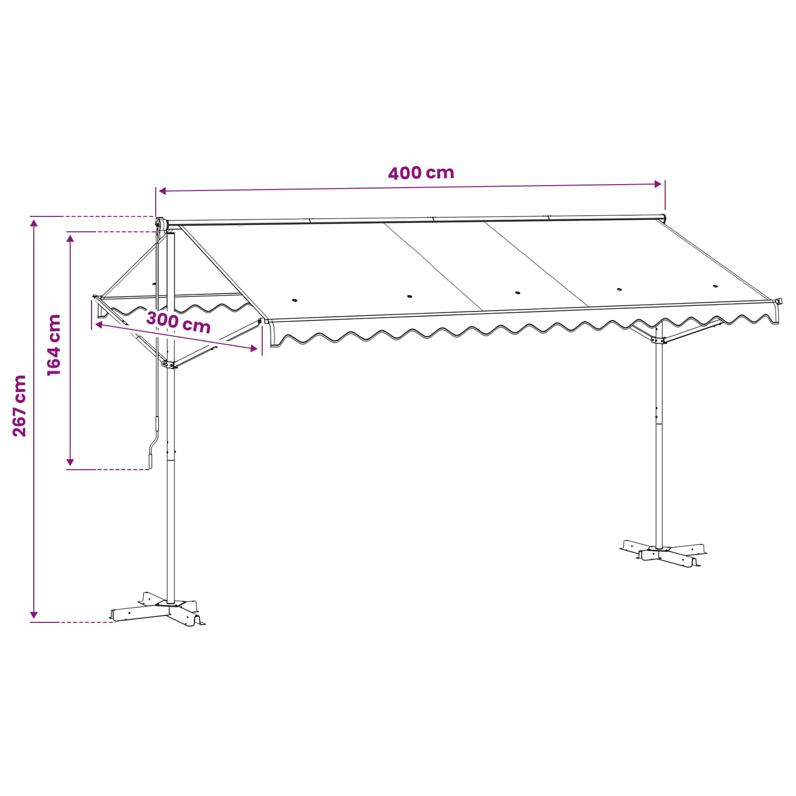Free Standing Awning size guide