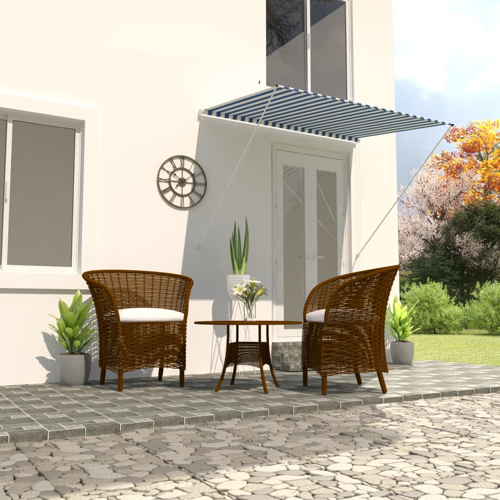 Tenda da Sole Retrattile 200x150 cm Blu e Bianco