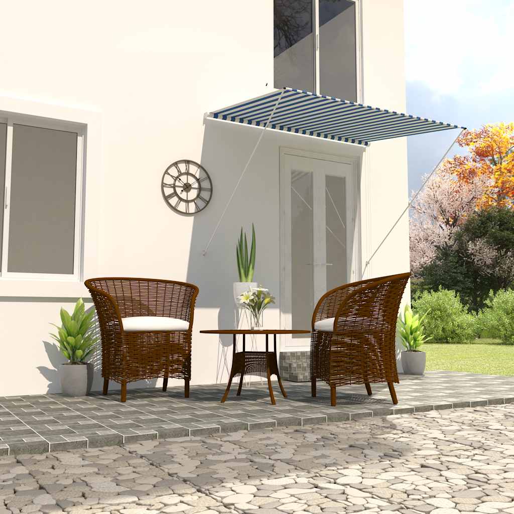 vida XL Einziehbare Markise 200×150 cm Blau und Weiß