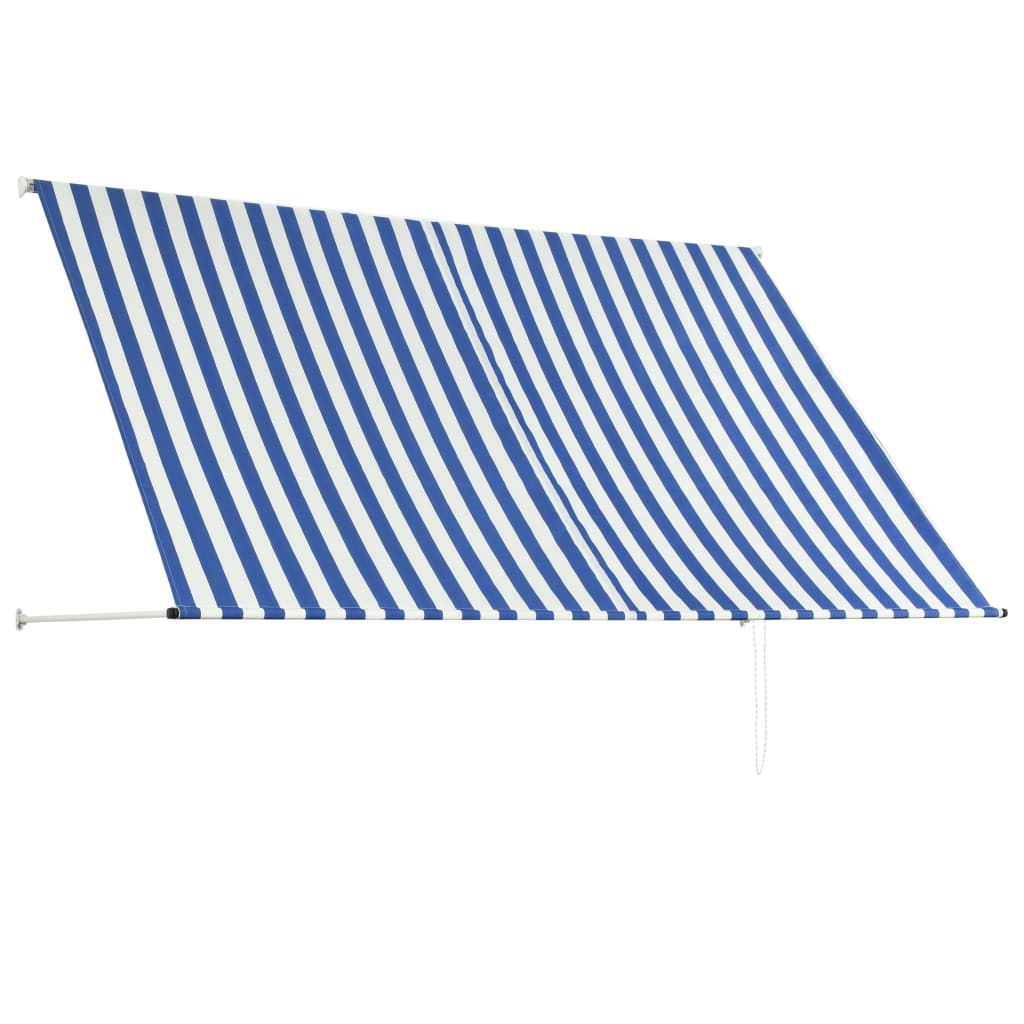 Feltekerhető kék és fehér napellenző 250 x 150 cm 