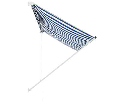 vidaXL Sis&auml;&auml;nkelattava markiisi 250x150 cm sininen ja valkoinen