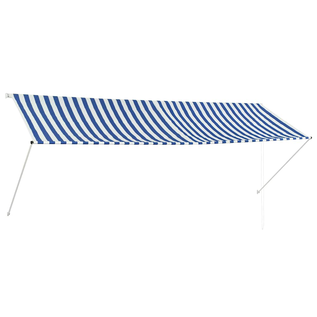 vidaXL Zatahovací markýza modro-bílá 350 x 150 cm