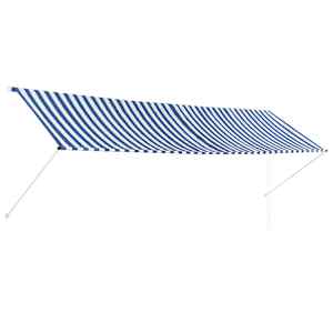 Zatahovací markýza modro-bílá 400 x 150 cm - obrázek 1