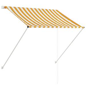 vidaXL sisset&otilde;mmatav varikatus, 150 x 150 cm, kollane ja valge