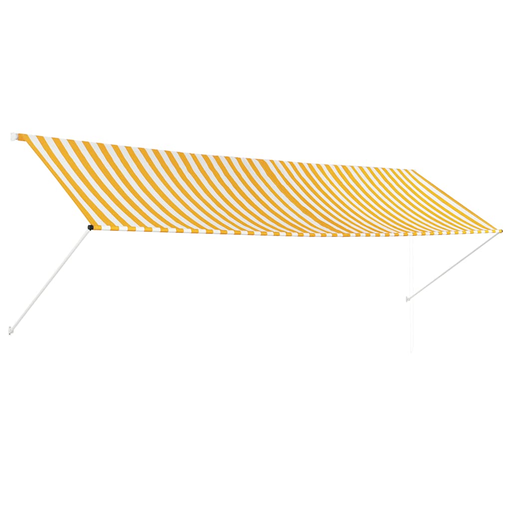 vidaXL Zatahovací markýza žluto-bílá 400 x 150 cm