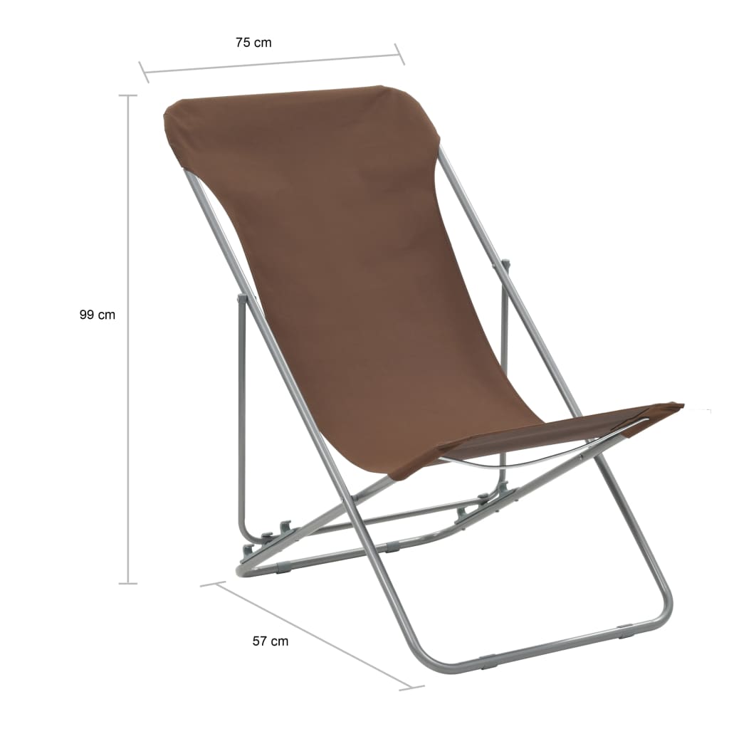 Klappbare Strandstühle 2 Stk. Stahl und Oxford-Gewebe Braun kaufen