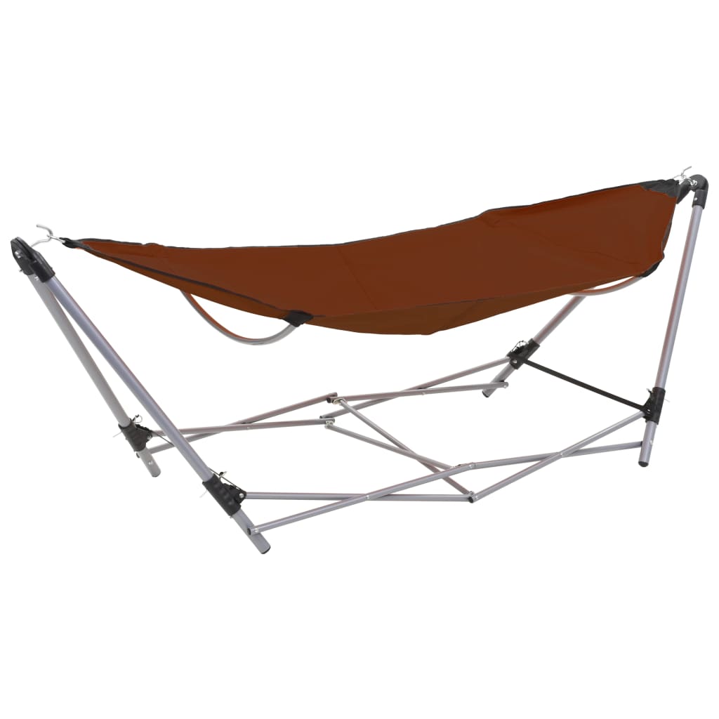 vidaXL Hamac avec support pliable Marron