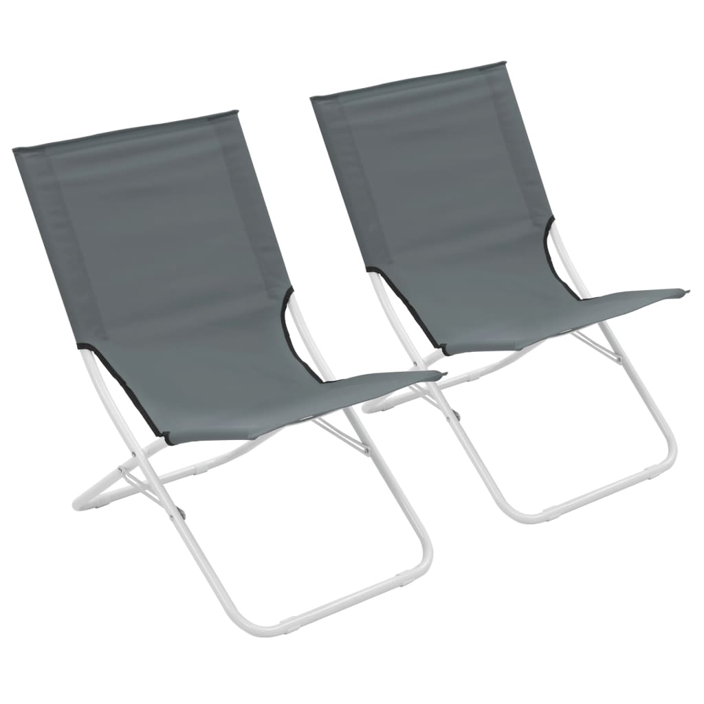 vidaXL foldbare strandstole 2 stk. grå