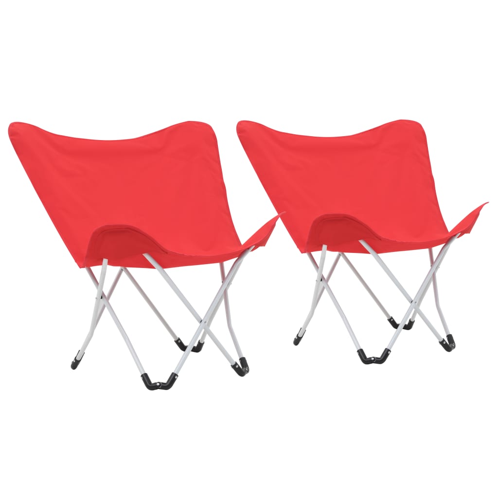 vidaXL Chaise de camping pliable Forme de papillon 2 pcs Rouge vidaXL Chaise de camping pliable Forme de papillon 2 pcs Rouge