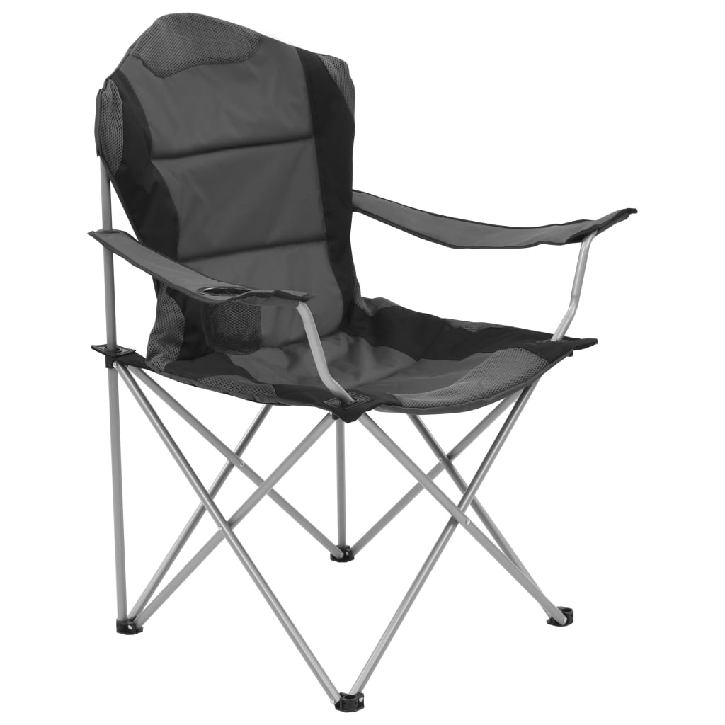 vidaXL Kampeerstoelen inklapbaar 96x60x102 cm grijs 2 st