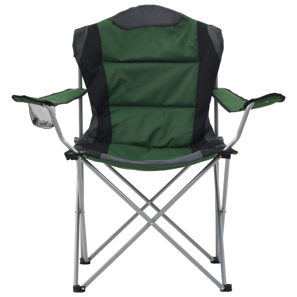 vidaXL Folding Camping Chairs 2 pcs 96x60x102 cm Green