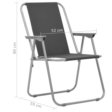 Vidaxl Chaise Pliante De Camping 2 Pcs 52 X 59 80 Cm Gris Camping 2 Pcs 52 X 59 80 Cm Gris