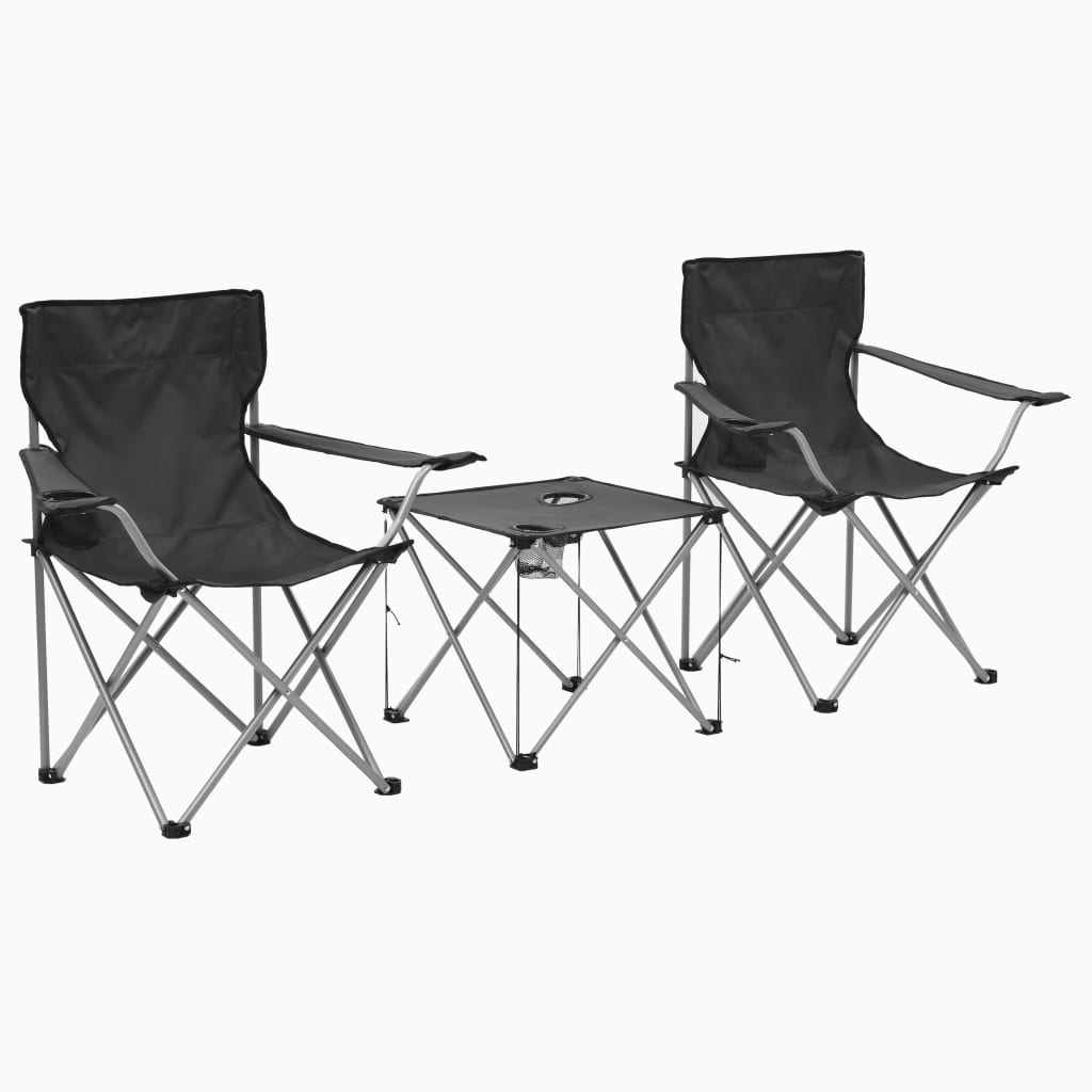 vidaXL Set masă și scaune de camping, 3 piese, gri vidaXL imagine model 2022