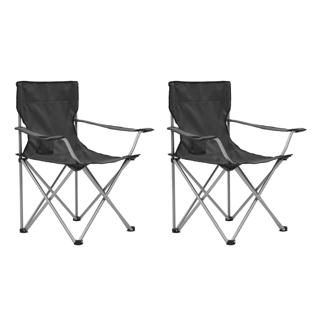 VidaXL - vidaXL Campingtafel en -stoelenset grijs 3-delig