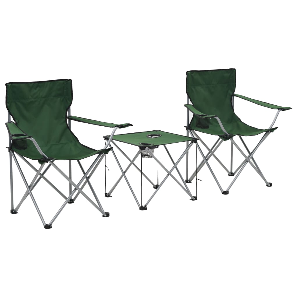 vidaXL Set masă și scaune de camping, 3 piese, verde vidaXL imagine model 2022