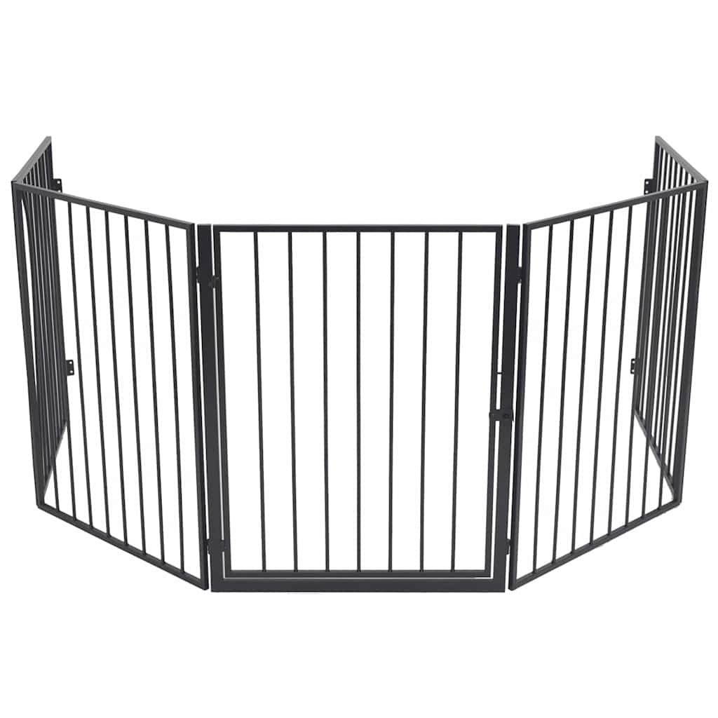 vidaXL Fireplace Fence for Pets Black Steel
