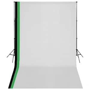 vidaXL fotostuudio komplekt 3 tausta ja reguleeritava raamiga 3 x 5 m