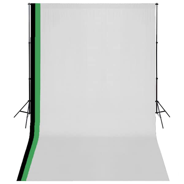 vidaXL fotostuudio komplekt 3 tausta ja reguleeritava raamiga 3 x 5 m
