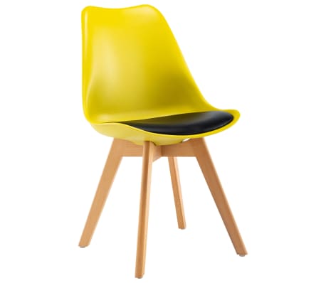 vidaXL Valgomojo kėdės, 2vnt., geltonos ir juodos, dirbtinė oda