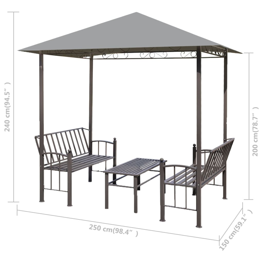 vidaXL Garden Pavilion with Table and Benches 8.2'x4.9'x7.8' Anthracite