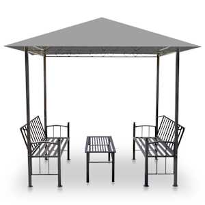 vidaXL Chapiteau de jardin avec table et bancs 2,5x1,5x2,4m Anthracite