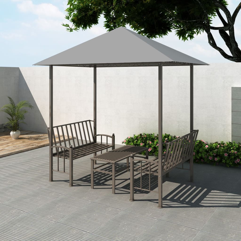 Gartenpavillon mit Tisch und Bänken 2,5×1,5×2,4 m Anthrazit