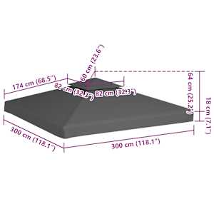 Náhradní dvojitá střecha na altán 310 g/m² 3 x 3 m barva taupe - obrázek 6