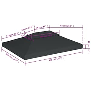 Náhradní dvojitá střecha na altán 310 g/m² 4 x 3 m antracitová - obrázek 6