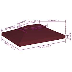 Dvojitá střecha na altán 310 g/m² 4 x 3 m bordó - obrázek 6