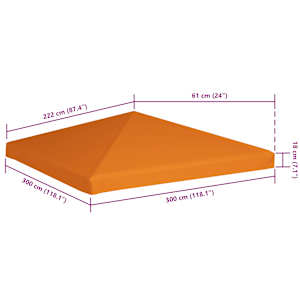 Náhradní střecha na altán 310 g/m² 3 x 3 m oranžová - obrázek 6