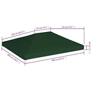 Náhradní střecha na altán 310 g/m² 4 x 3 m zelená - obrázek 6