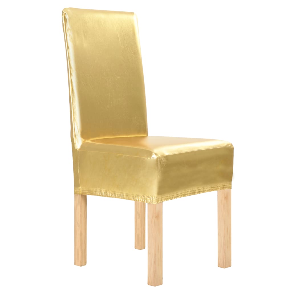 vidaXL Suora tuolinpäällinen 6 kpl stretch kulta