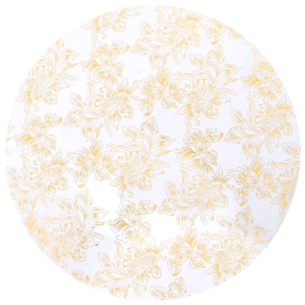 vidaXL 2 Stück Stretch-Tischdecken Weiß mit goldenem Druck 80 cm