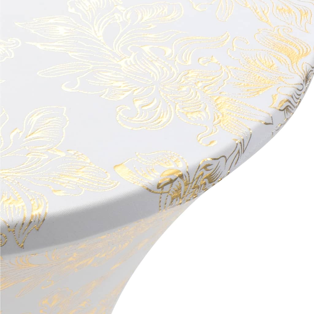 Elastické návleky na stůl 2 ks bílé se zlatým potiskem 80 cm