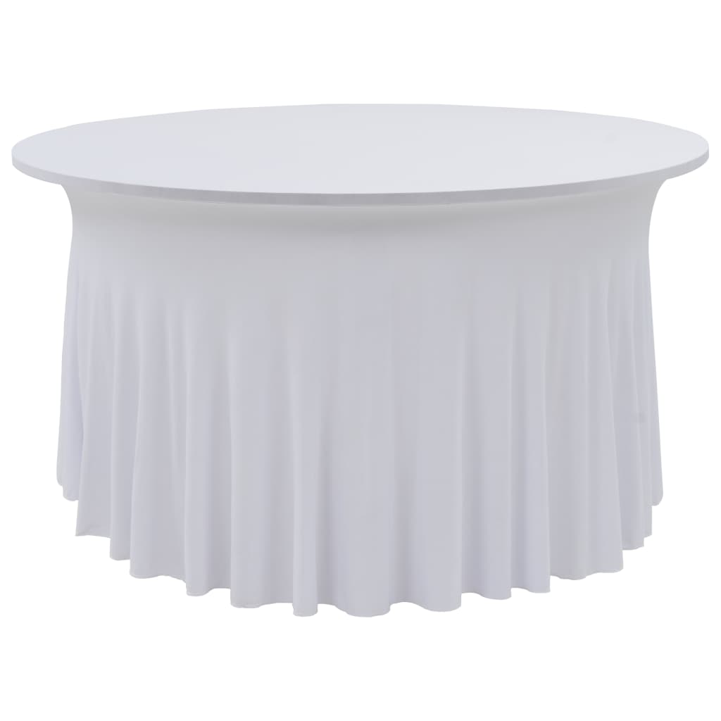 2 Stück Stretch-Tischdecken mit Rand Weiß 150×74 cm