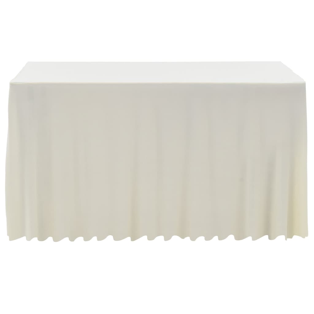 vidaXL 2 Stück Tischdecken mit Rand Stretch Creme 120 x 60,5 x 74 cm