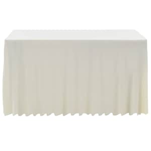 vidaXL Įtemp. staltiesės su sijonais, 2 vnt., krem.sp., 120x60,5x74 cm