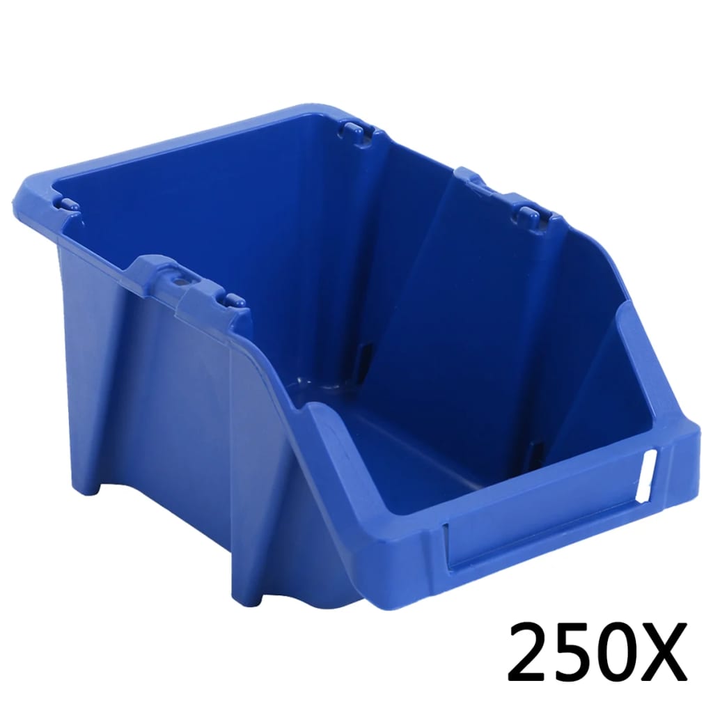 vidaXL Стифиращи контейнери за съхранение, 250 бр, 103x165x76 мм, сини
