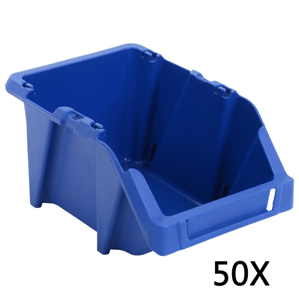 vidaXL Cutii de depozitare, 50 buc, 200 x 300 x 130 mm, albastru poza 2021 vidaXL