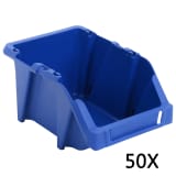 vidaXL Stohovateľné úložné boxy 50 ks, 200x300x130 mm, modré