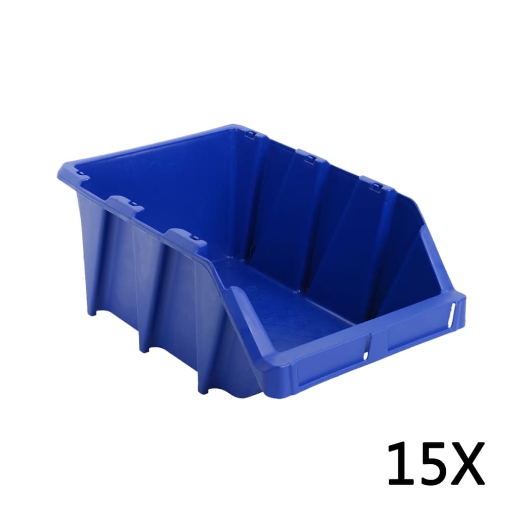 vidaXL Cutii de depozitare pliabile, 15 buc, 310x490x195 mm, albastru poza 2021 vidaXL