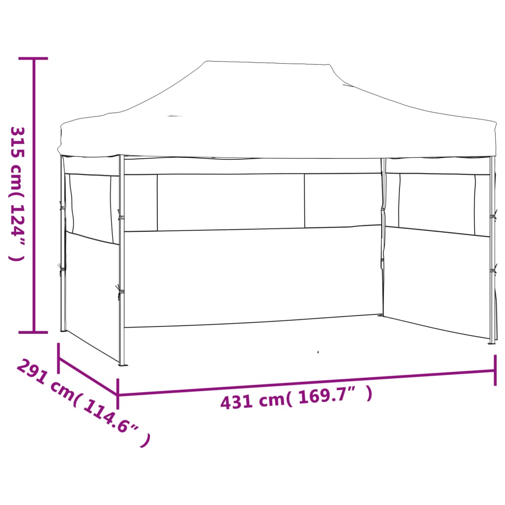 Tente Pliable et 3 Parois 3x4,5 m Tonnelle Jardin Chapiteau