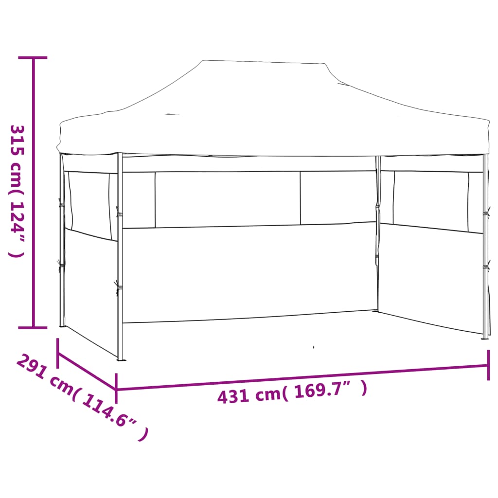  Skladací stan s 3 stenami 3x4,5 m antracitový