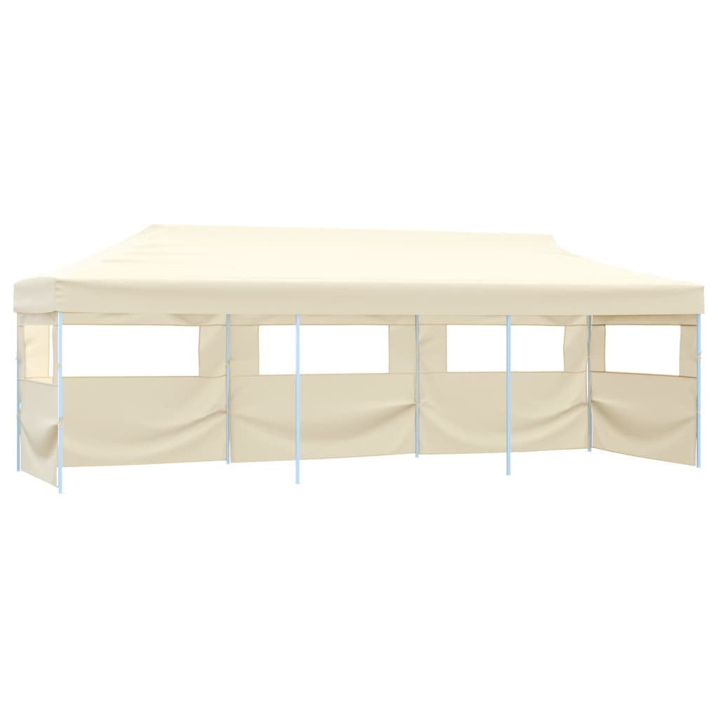 Tenda Pieghevole Pop-Up con 5 Pareti Laterali 3x9 m Crema